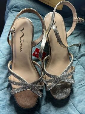 Nina Silver Rhinestone Strappy Sandals